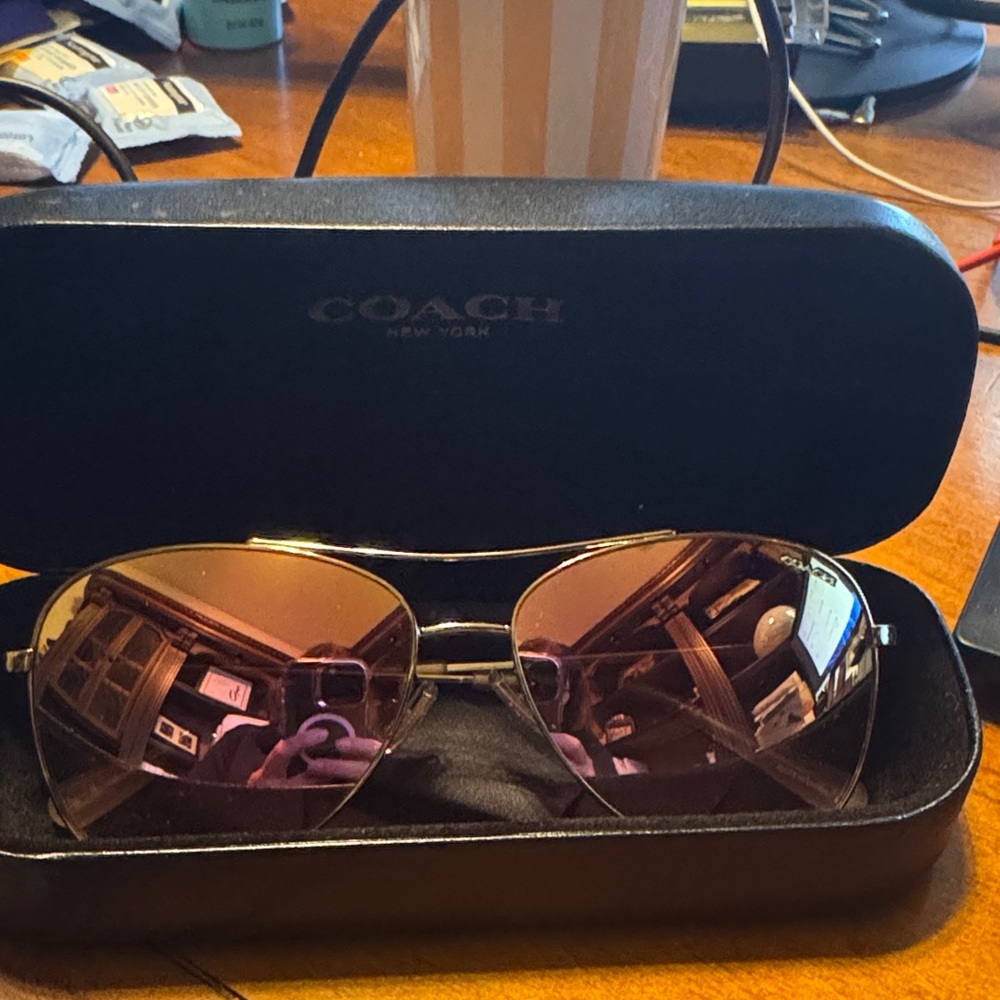 Coach Aviator Sunglasses with Rose-Tinted Lenses